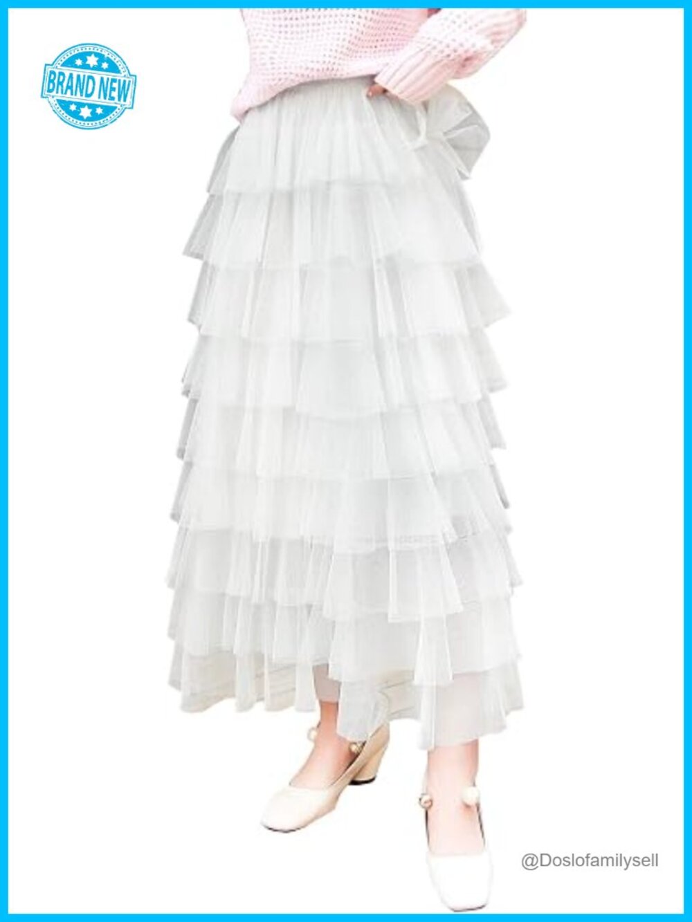 Elastic Waist Tulle Layered Ruffles Mesh Long Maxi Skirt for Women